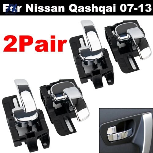 4x باب مقبض الداخلية الداخلية كروم يسار يمين ل نيسان قاشقاي J10 2007 2008 2009 2010 2011 2012 2013 80670JD00E 80671JD00E