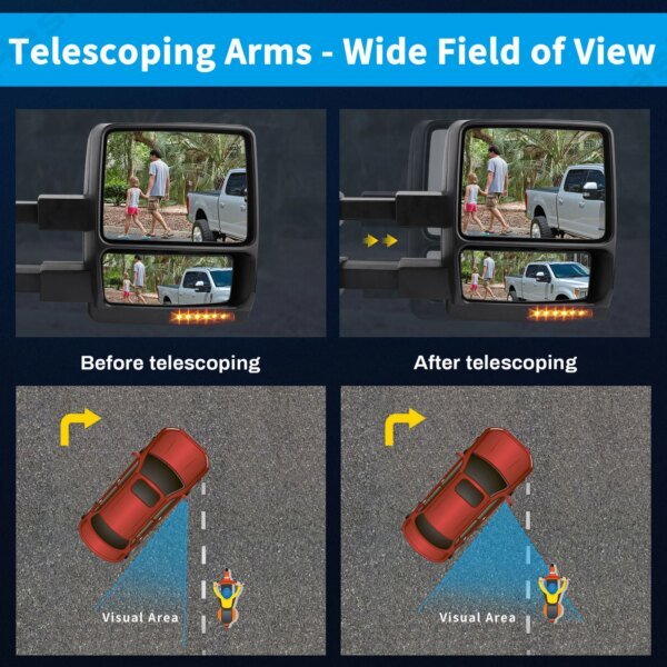 مرايا سحب أزواج لـ F250 ، F350 ، F450 ، F550 ، قوة فائقة ، إشارة دخان ساخنة ،