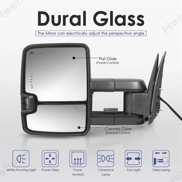 مرايات جر لـ 1988 1989 - 2000 2001 تشيفي تاهو جي إم سي سوبان C/K 1500 2500 3500 يوكون الطاقة ساخنة بدوره إشارة مرآة جانبية