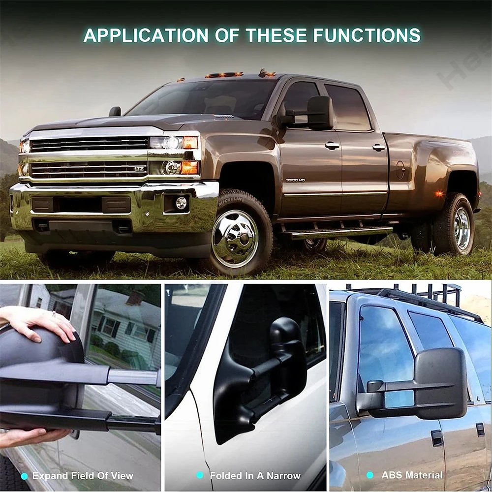 مرايات جر لـ 1988 1989 - 2000 2001 تشيفي تاهو جي إم سي سوبان C/K 1500 2500 3500 يوكون الطاقة ساخنة بدوره إشارة مرآة جانبية