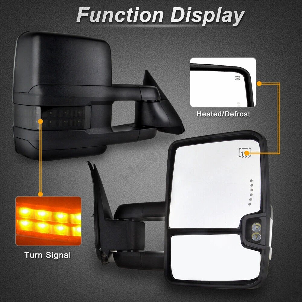 مرايات جر لـ 1988 1989 - 2000 2001 تشيفي تاهو جي إم سي سوبان C/K 1500 2500 3500 يوكون الطاقة ساخنة بدوره إشارة مرآة جانبية