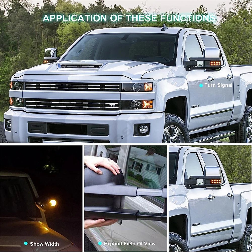 مرايات جر لـ 1988 1989 - 2000 2001 تشيفي تاهو جي إم سي سوبان C/K 1500 2500 3500 يوكون الطاقة ساخنة بدوره إشارة مرآة جانبية