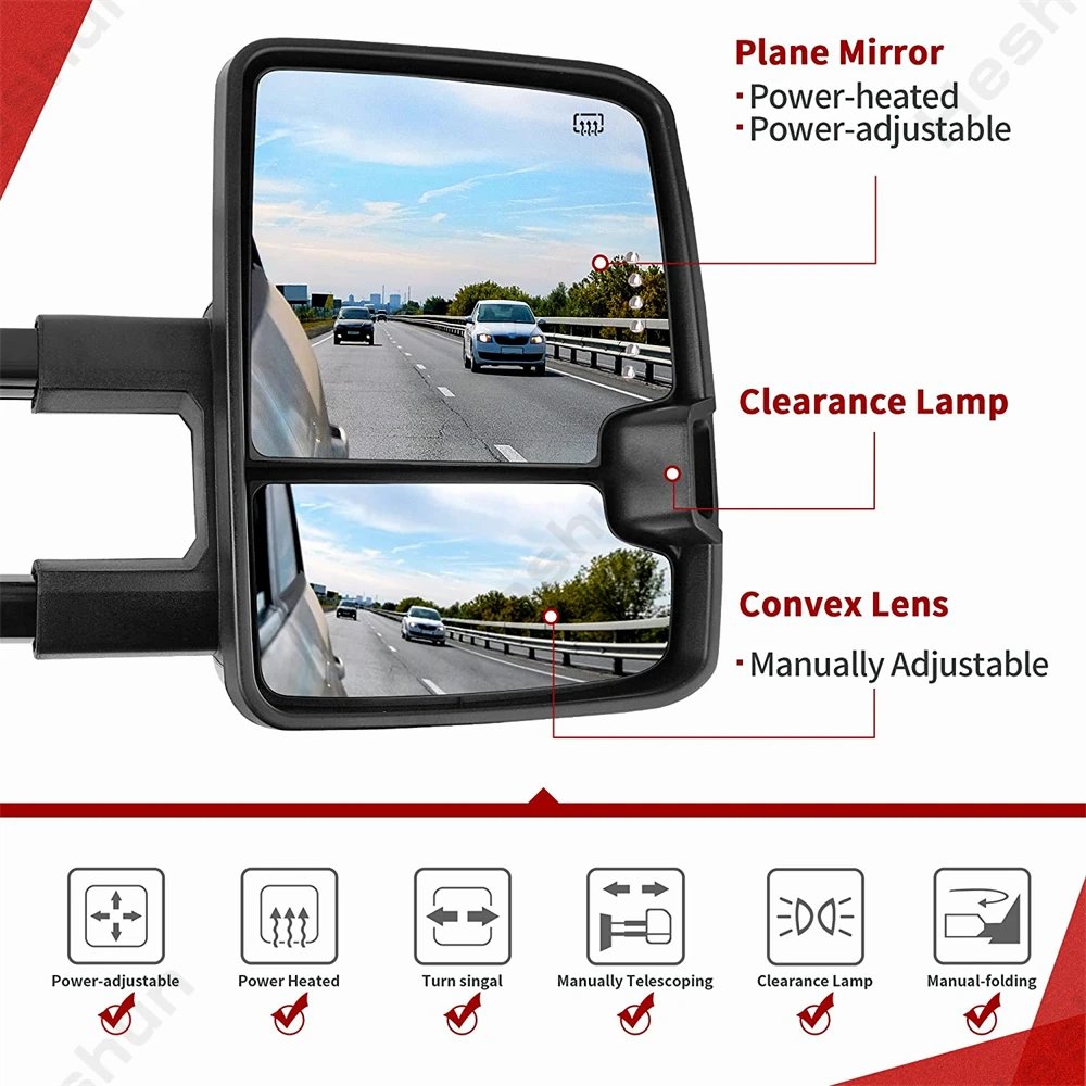 الطاقة مصباح إشارة LED ساخنة ، سحب المرايا لجي إم سي يوكون ، سييرا ، شيفروليه ، سيلفرادو ، تاهو ، الضواحي ، 2007 ، 2014 ، 2015-2016 ، 2 قطعة