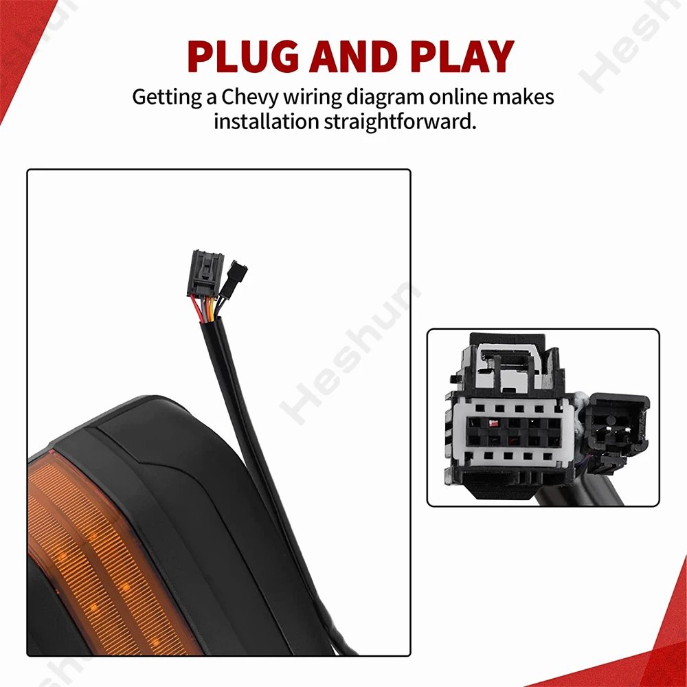 الطاقة مصباح إشارة LED ساخنة ، سحب المرايا لجي إم سي يوكون ، سييرا ، شيفروليه ، سيلفرادو ، تاهو ، الضواحي ، 2007 ، 2014 ، 2015-2016 ، 2 قطعة