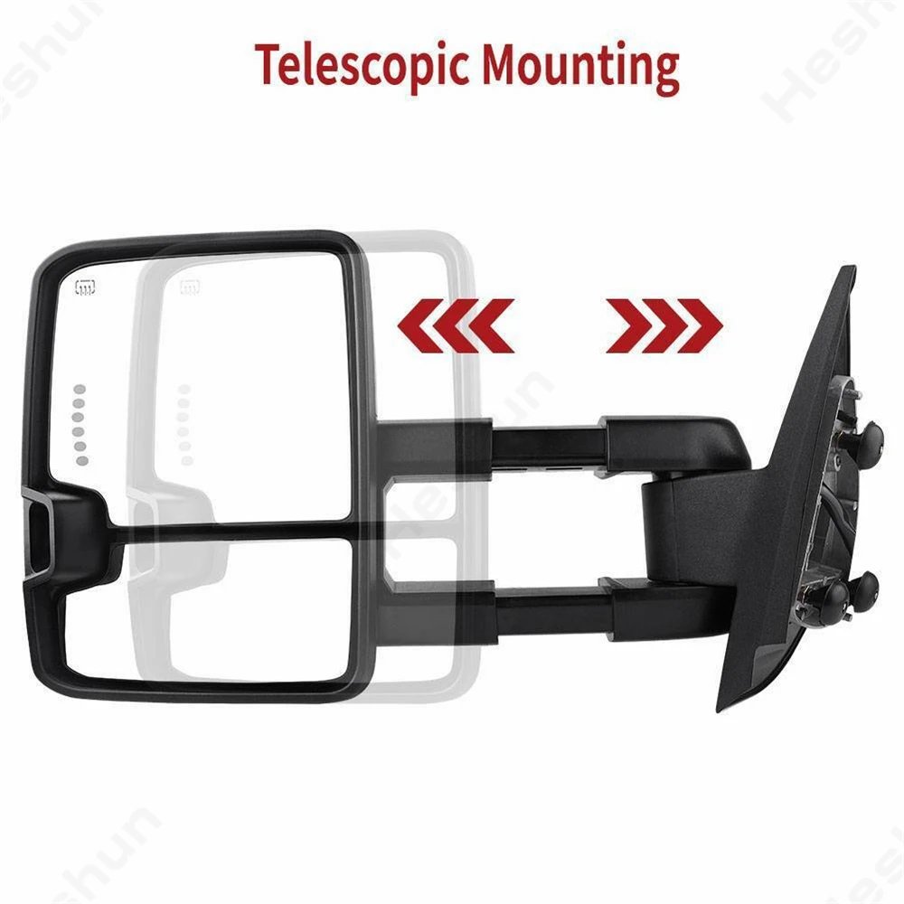مرايات جر 2007-2014 تشيفي سيلفرادو 1500 جي ام سي يوكون 2500 سييرا 1500 قابلة للتمديد طاقة ساخنة إشارة ضوء مرآة جانبية