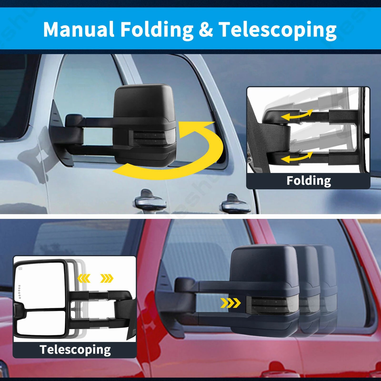 ل جي إم سي يوكون سييرا شيفروليه سيلفرادو أفالانش تاهو الضواحي 2007 -2014 2 قطع سحب المرايا الطاقة ساخنة LED إشارة ضوء