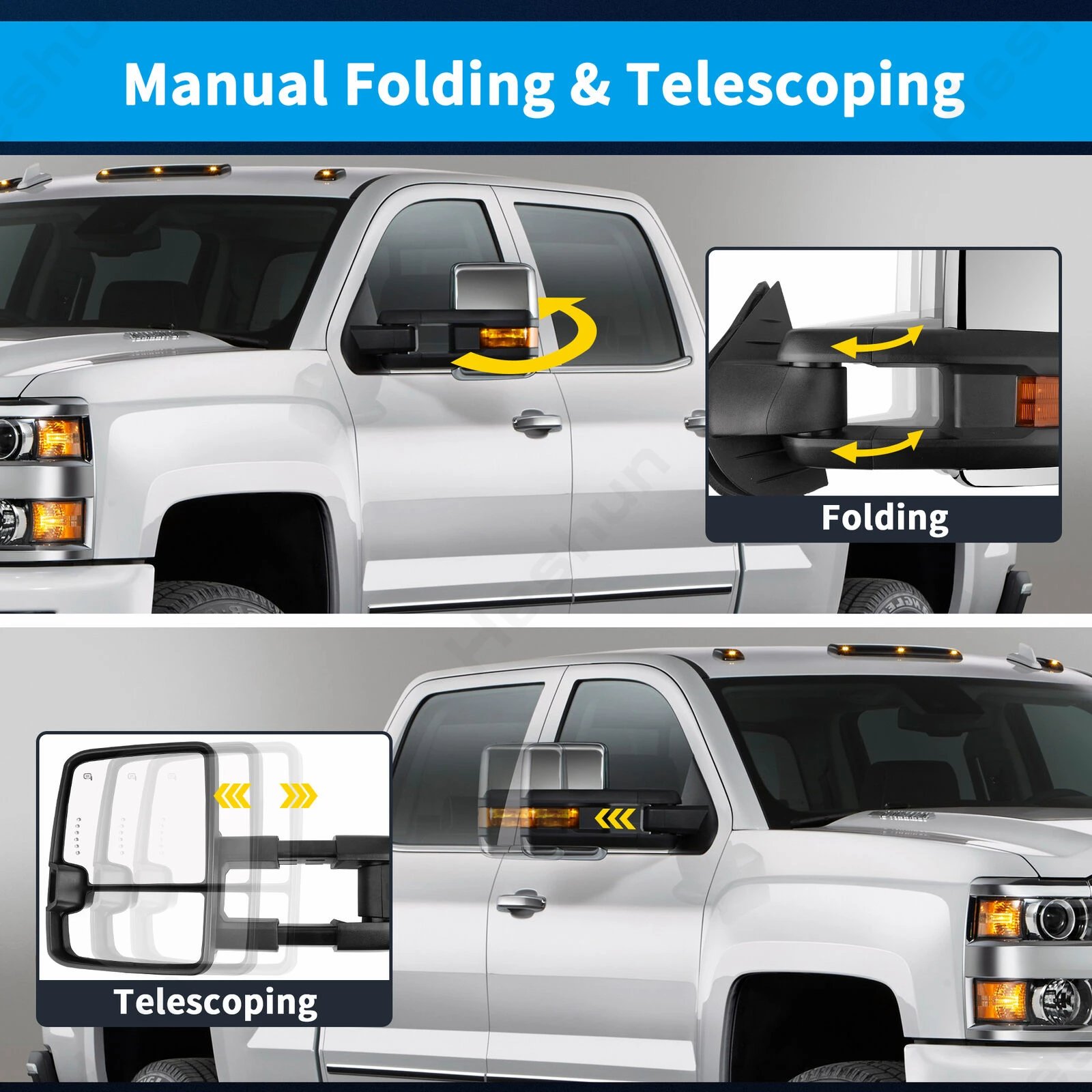 ل جي إم سي يوكون سييرا شيفروليه سيلفرادو أفالانش تاهو الضواحي 2007 -2014 2 قطع سحب المرايا الطاقة ساخنة LED إشارة ضوء