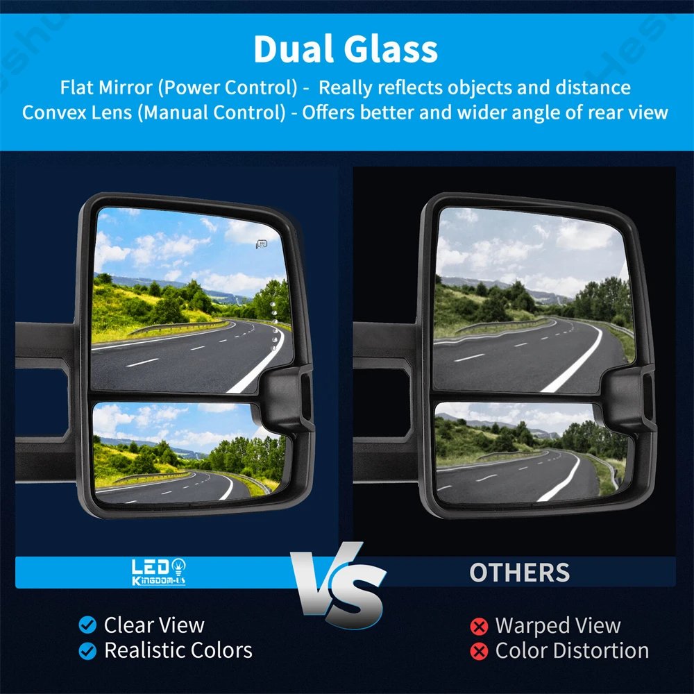 ل جي إم سي يوكون سييرا شيفروليه سيلفرادو أفالانش تاهو الضواحي 2007 -2014 2 قطع سحب المرايا الطاقة ساخنة LED إشارة ضوء