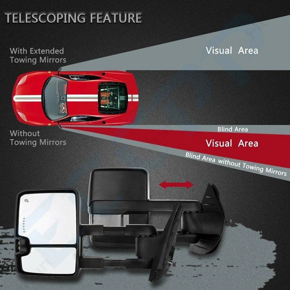 ل جي إم سي يوكون سييرا شيفروليه سيلفرادو أفالانش تاهو الضواحي 2007 -2014 2 قطع سحب المرايا الطاقة ساخنة LED إشارة ضوء