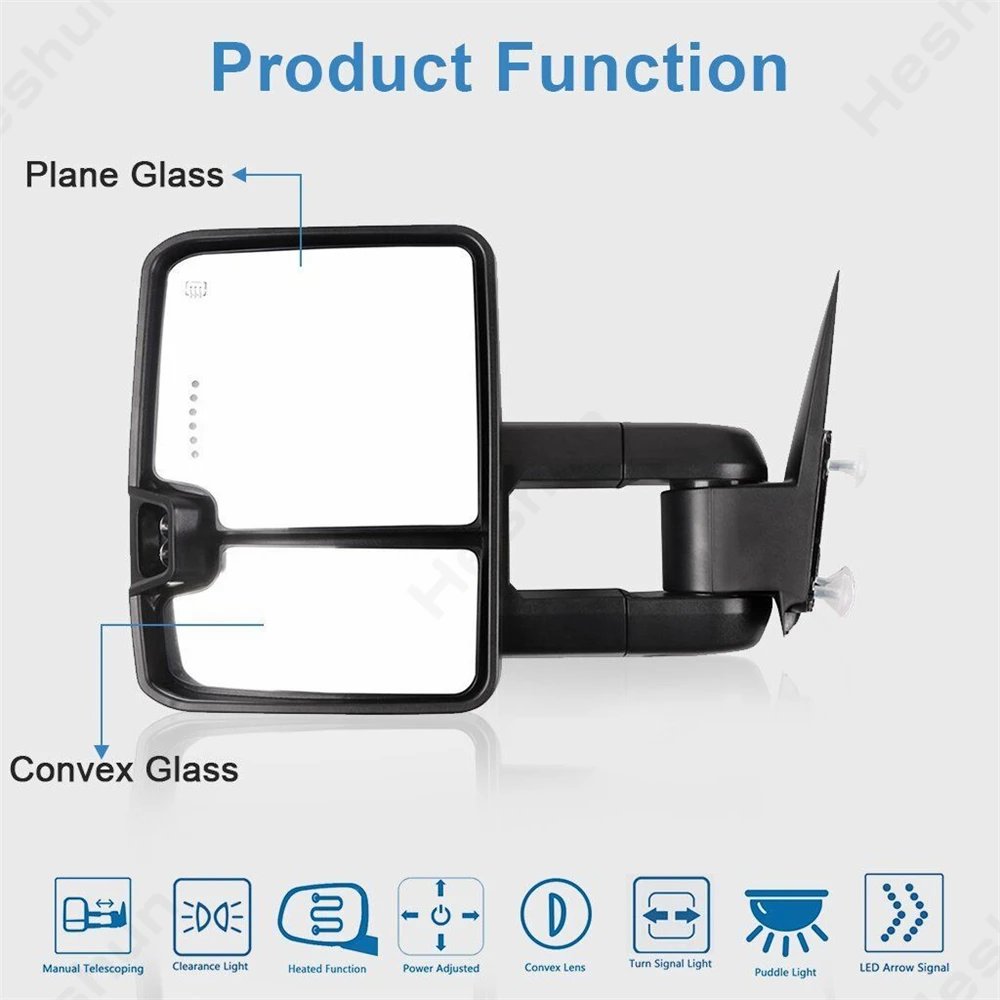 ل جي إم سي يوكون سييرا شيفروليه سيلفرادو أفالانش تاهو الضواحي 2007 -2014 2 قطع سحب المرايا الطاقة ساخنة LED إشارة ضوء