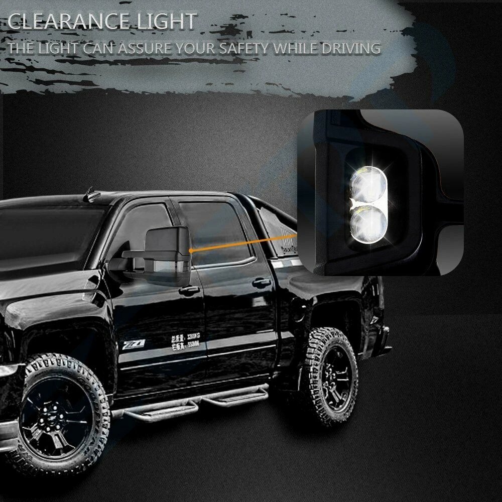 ل جي إم سي يوكون سييرا شيفروليه سيلفرادو أفالانش تاهو الضواحي 2007 -2014 2 قطع سحب المرايا الطاقة ساخنة LED إشارة ضوء