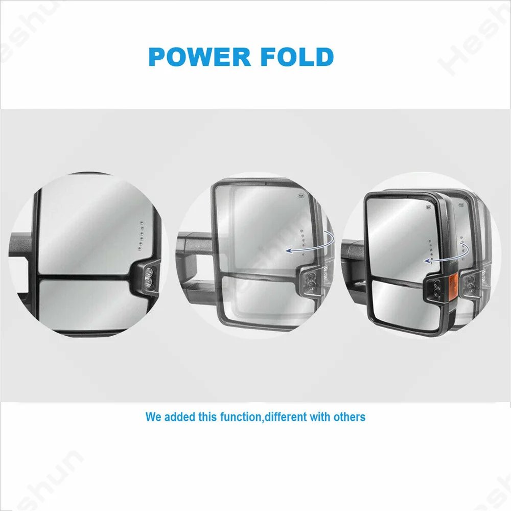 مرآة خلفية مدفئة تعمل بالطاقة لسيارة تشيفي سيلفرادو ، تاهو الضواحي ، جي إم سي سييرا ، 1500 ، 2500 ، 3500 ، HD ، يوكون XL ، 2007 -2013 ، زوج