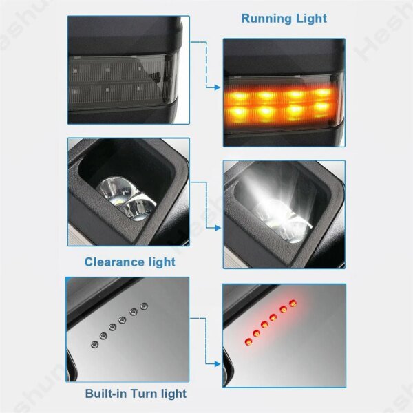 مرآة خلفية مدفئة تعمل بالطاقة لسيارة تشيفي سيلفرادو ، تاهو الضواحي ، جي إم سي سييرا ، 1500 ، 2500 ، 3500 ، HD ، يوكون XL ، 2007 -2013 ، زوج