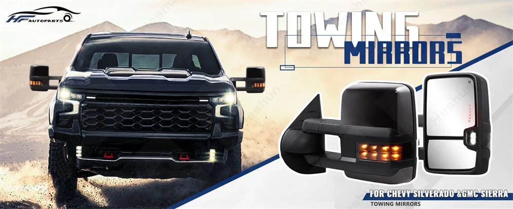مرآة خلفية مدفئة تعمل بالطاقة لسيارة تشيفي سيلفرادو ، تاهو الضواحي ، جي إم سي سييرا ، 1500 ، 2500 ، 3500 ، HD ، يوكون XL ، 2007 -2013 ، زوج