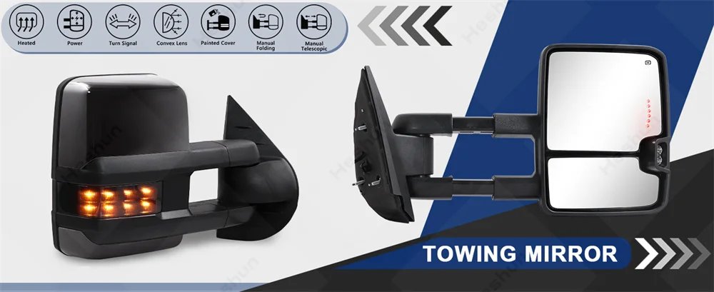 مرآة خلفية مدفئة تعمل بالطاقة لسيارة تشيفي سيلفرادو ، تاهو الضواحي ، جي إم سي سييرا ، 1500 ، 2500 ، 3500 ، HD ، يوكون XL ، 2007 -2013 ، زوج