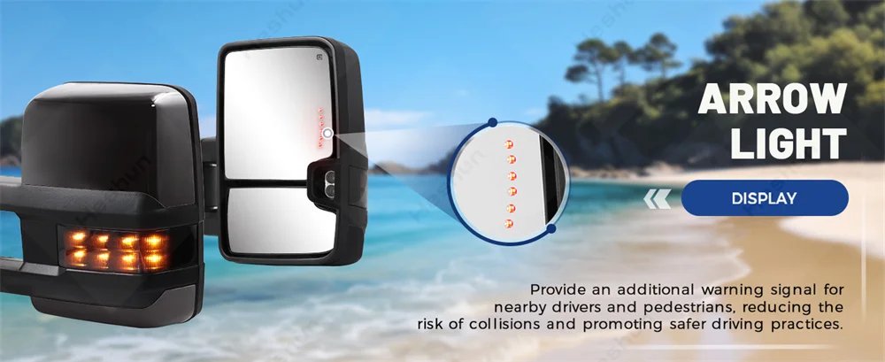 مرآة خلفية مدفئة تعمل بالطاقة لسيارة تشيفي سيلفرادو ، تاهو الضواحي ، جي إم سي سييرا ، 1500 ، 2500 ، 3500 ، HD ، يوكون XL ، 2007 -2013 ، زوج