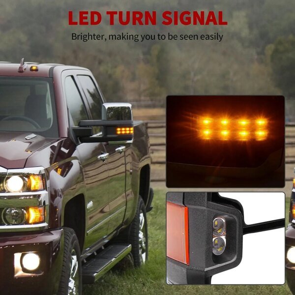 107608-xprecl.jpg مرآة خلفية مدفئة بالطاقة ، زوج مرايا سحب لسيارة تشيفي سيلفرادو في الضواحي تاهو جي إم سي سييرا 1500 2500 3500 HD يوكون 2007 2008-2013