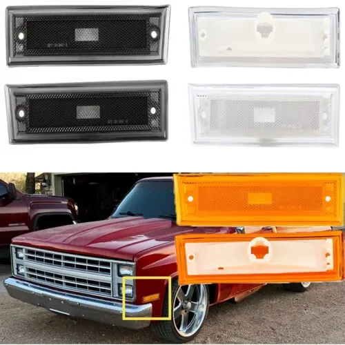 ضوء علامة جانبية للحاجز الأمامي LED ، مصباح يناسب شيفروليه C10 ، C20 ، C30 ، C1500 ، C2500 ، GMC ، دخان ، أصفر ، أبيض ، 1 زوج