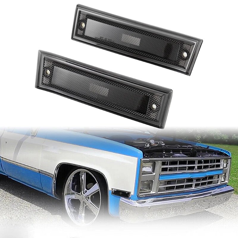 ضوء علامة جانبية للحاجز الأمامي LED ، مصباح يناسب شيفروليه C10 ، C20 ، C30 ، C1500 ، C2500 ، GMC ، دخان ، أصفر ، أبيض ، 1 زوج
