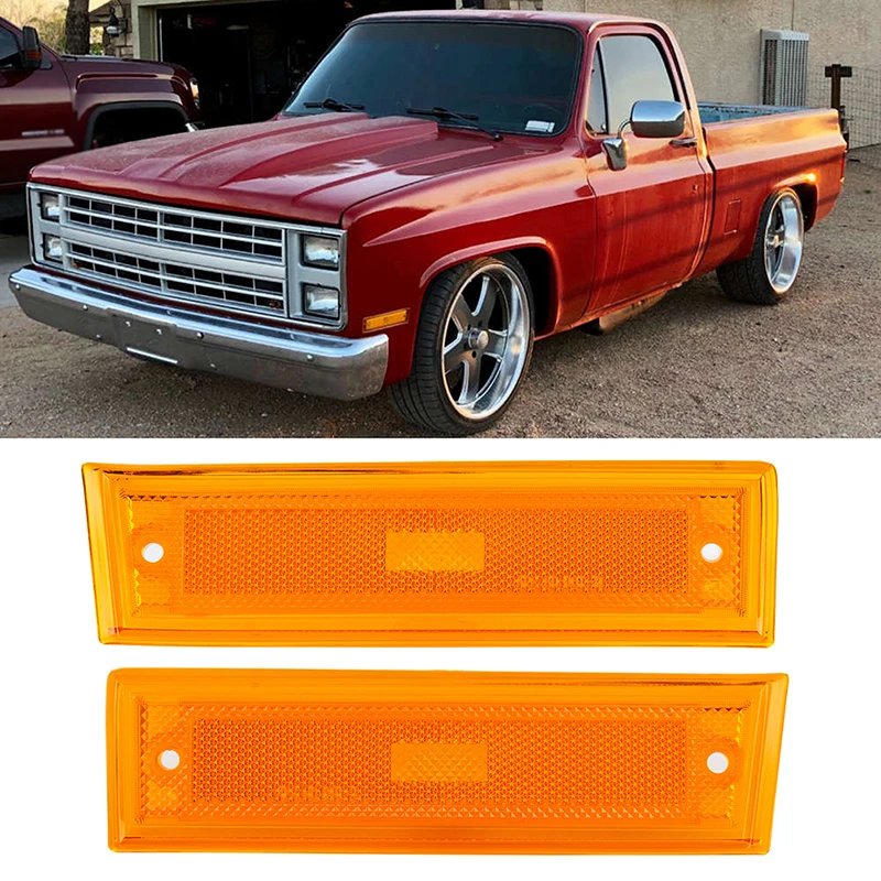 ضوء علامة جانبية للحاجز الأمامي LED ، مصباح يناسب شيفروليه C10 ، C20 ، C30 ، C1500 ، C2500 ، GMC ، دخان ، أصفر ، أبيض ، 1 زوج
