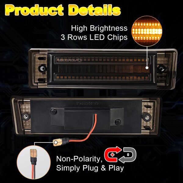 MOVOTOR Led أضواء العلامات الجانبية المدخن عدسة الحاجز الجانب ماركر ل 1981-1991 تشيفي C10 C20 C30 GMC C1500 الضواحي السترة جيمي