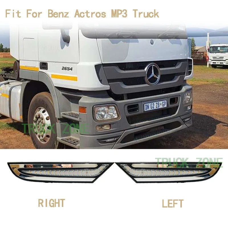 2 قطعة 24 فولت الجبهة LED النهار تشغيل أضواء DRL لمرسيدس بنز Actros MP3 شاحنة متتابعة بدوره إشارة الضباب مصباح