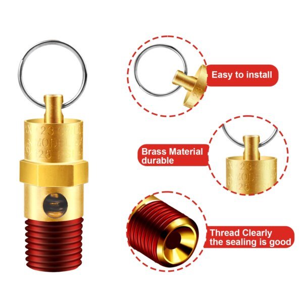 ضاغط هواء أمان نحاسي صمام تخفيف الضغط ، صمام فحص ،