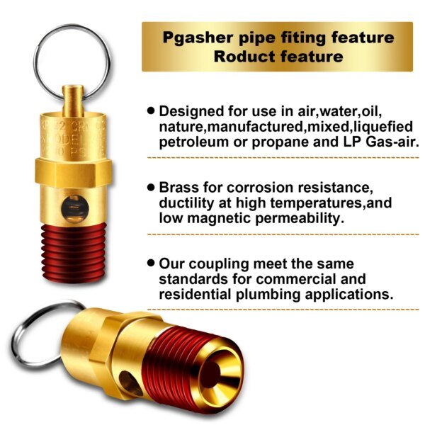ضاغط هواء أمان نحاسي صمام تخفيف الضغط ، صمام فحص ،