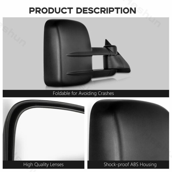 مرايا جر لـ 1988 1989 - 1998 تشيفي تاهو جي ام سي C/K 1500 2500 3500 الضواحي يوكون مرآة جانبية قابلة للتمديد يدوية