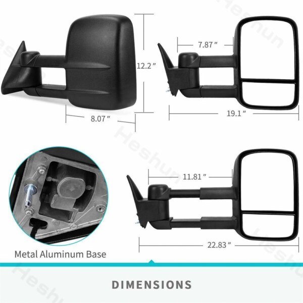 مرايا جر لـ 1988 1989 - 1998 تشيفي تاهو جي ام سي C/K 1500 2500 3500 الضواحي يوكون مرآة جانبية قابلة للتمديد يدوية