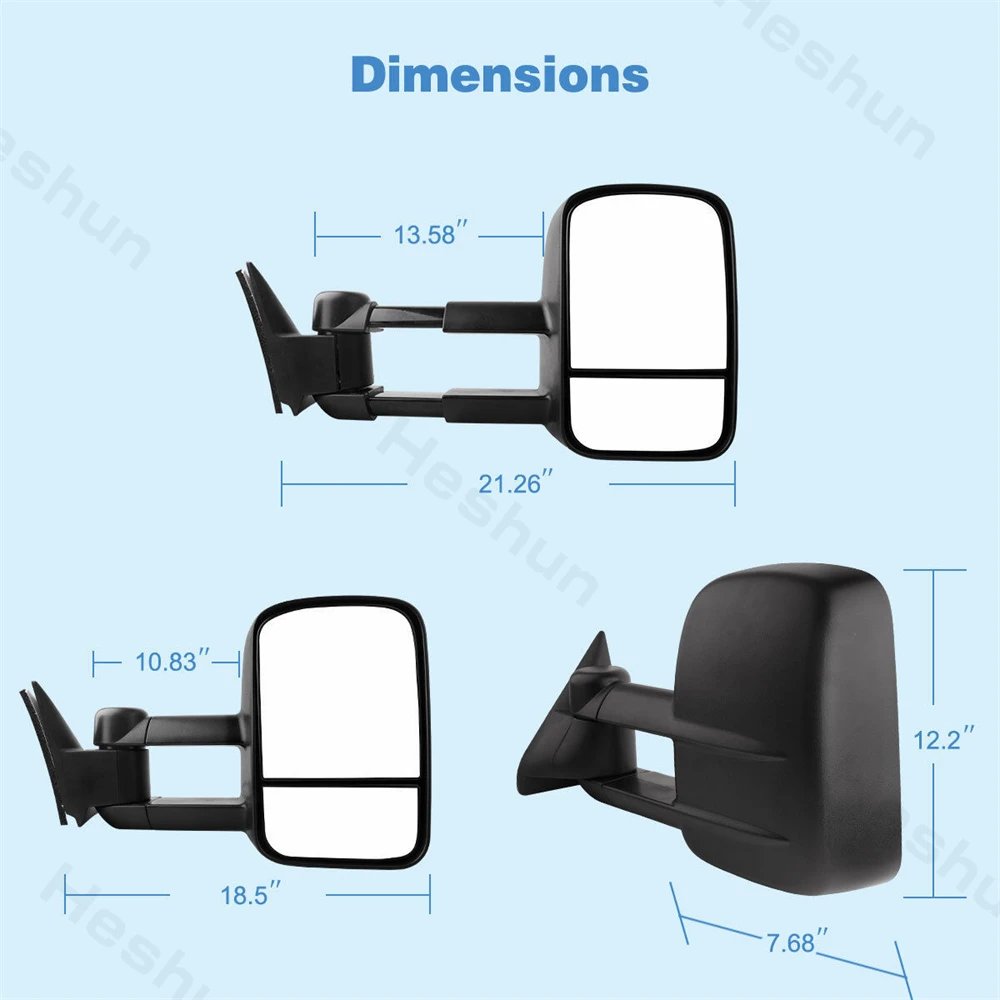 مرايا جر لـ 1988 1989 - 1998 تشيفي تاهو جي ام سي C/K 1500 2500 3500 الضواحي يوكون مرآة جانبية قابلة للتمديد يدوية