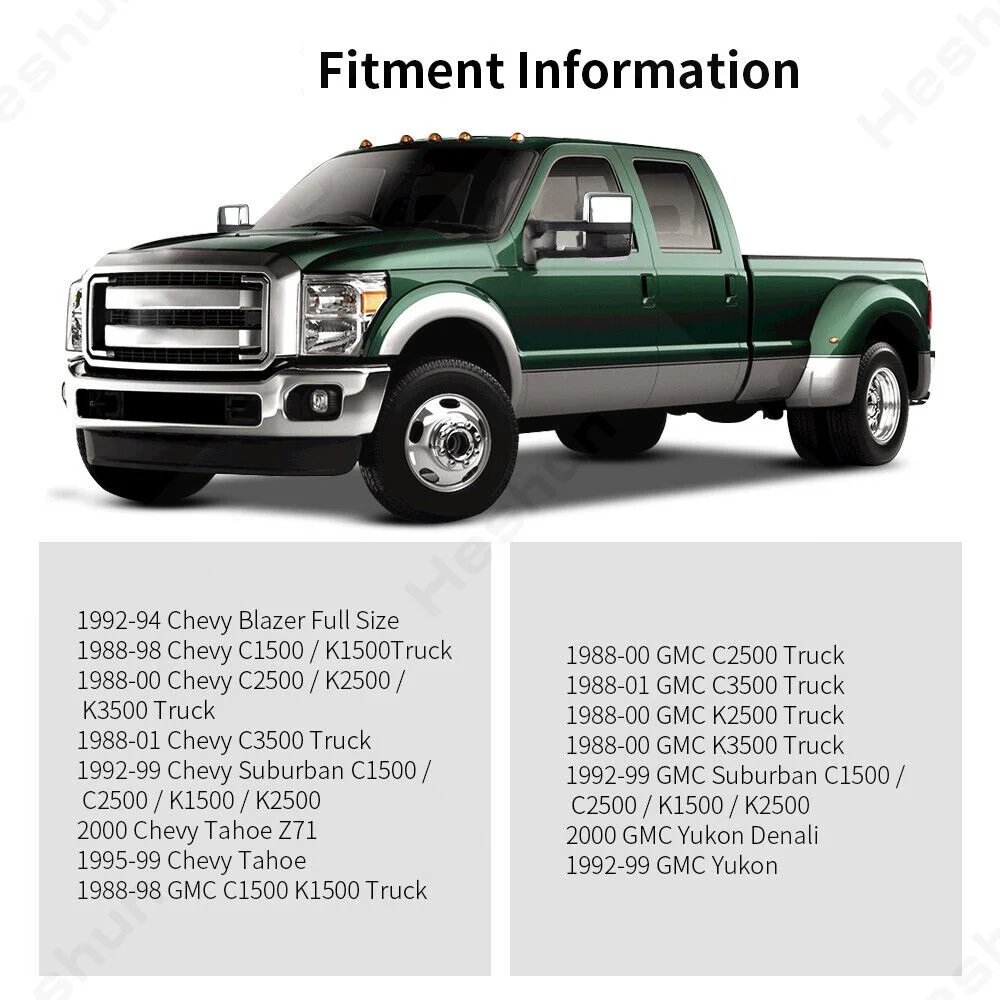 زوج المرايا سحب ل تشيفي جي إم سي الضواحي ، الجانب مرآة الرؤية الخلفية ، C1500 ، K1500 ، C2500 ، C3500 ، K2500 ، K3500 ، 1988 -1998 ، يوكون تاهو ، السترة