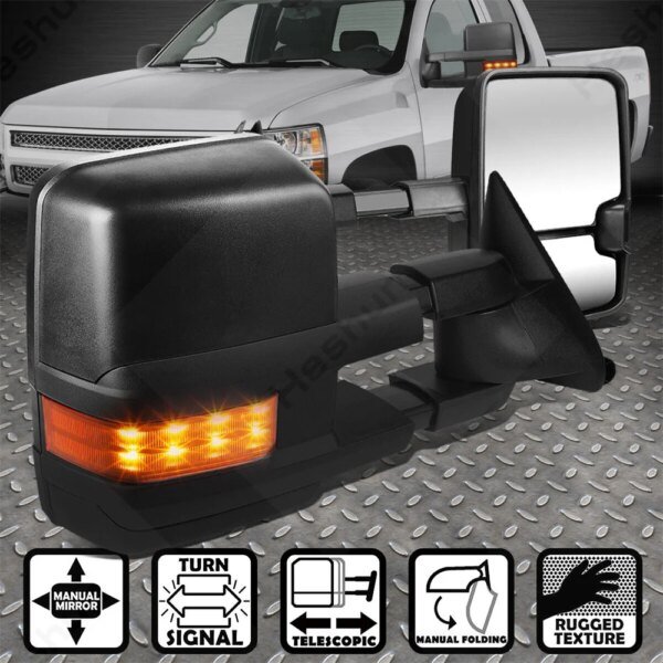 زوج المرايا سحب ل تشيفي جي إم سي الضواحي ، الجانب مرآة الرؤية الخلفية ، C1500 ، K1500 ، C2500 ، C3500 ، K2500 ، K3500 ، 1988 -1998 ، يوكون تاهو ، السترة