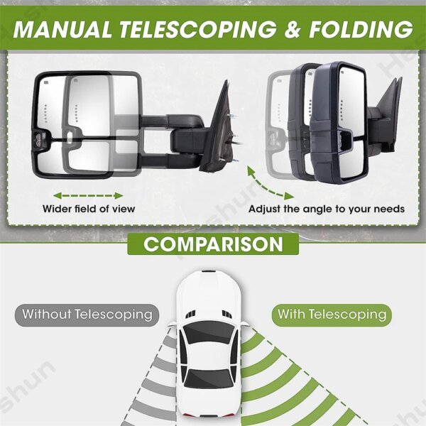 مرايات جر لـ 1988 1989 - 2000 2001 تشيفي تاهو جي إم سي سوبان C/K 1500 2500 3500 يوكون الطاقة ساخنة بدوره إشارة مرآة جانبية