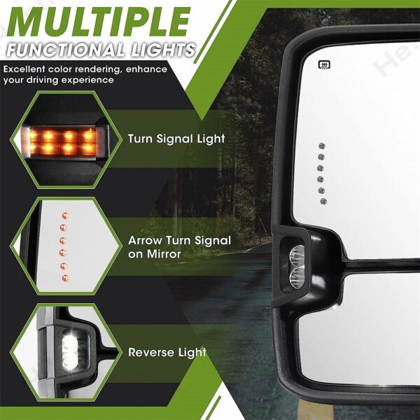 مرايات جر لـ 1988 1989 - 2000 2001 تشيفي تاهو جي إم سي سوبان C/K 1500 2500 3500 يوكون الطاقة ساخنة بدوره إشارة مرآة جانبية