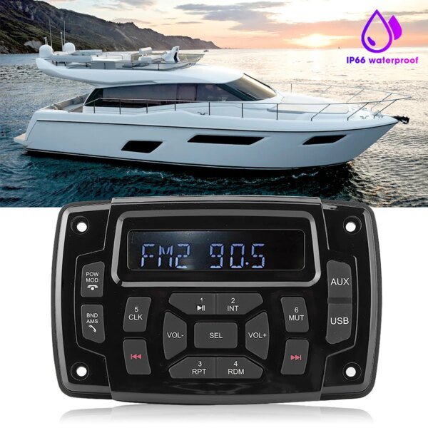 مشغل MP3 مقاوم للماء لليخت البحري ، FM ، AM ، راديو ، ستيريو متعدد الوظائف ، مستقبل بلوتوث ، 12 فولت