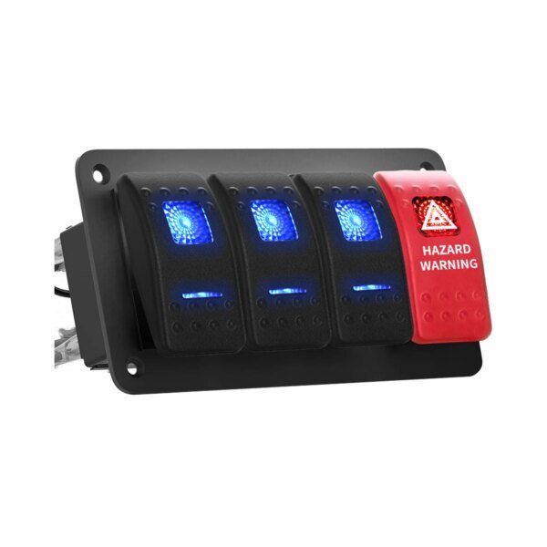 لوحة مفاتيح الروك LED زرقاء ، لوحة مفاتيح تشغيل/إيقاف تشغيل الألومنيوم ، خطر أحمر للسيارة ، البحرية ، القوارب ، الشاحنات ، 2 ، 3 ، 4 ، 5 ، 6 ، 8 عصابة