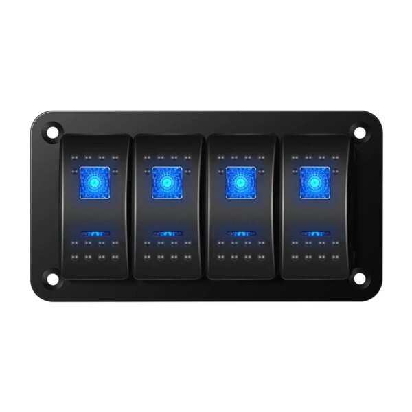 لوحة مفاتيح الروك LED زرقاء ، لوحة مفاتيح تشغيل/إيقاف تشغيل الألومنيوم ، خطر أحمر للسيارة ، البحرية ، القوارب ، الشاحنات ، 2 ، 3 ، 4 ، 5 ، 6 ، 8 عصابة