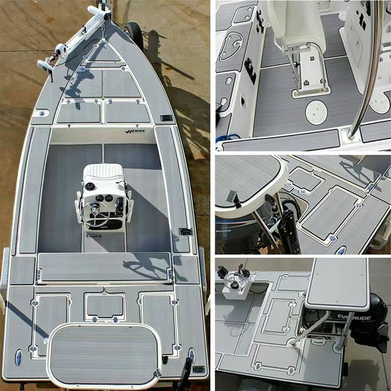 إيفا رغوة قارب الأرضيات ورقة التزيين ، عدم الانزلاق البحرية المصقول ، السجاد ذاتية اللصق للقوارب النارية ، اليخت ، قوارب الكاياك ، رف ، أسود ، 2400x450mm