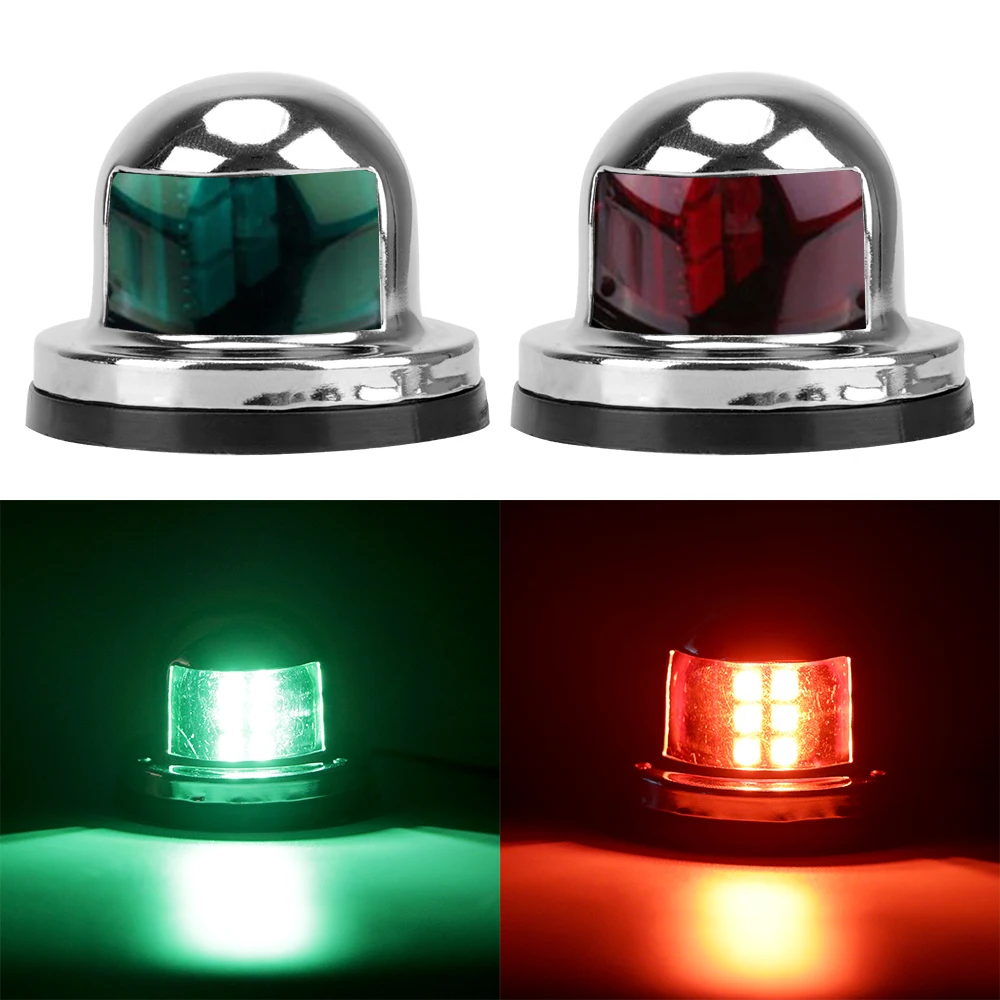 الفولاذ المقاوم للصدأ 2 قطعة أحمر أخضر LED أضواء الملاحة مصباح الإبحار لليخوت البحرية 12 فولت إشارة تحذير ضوء
