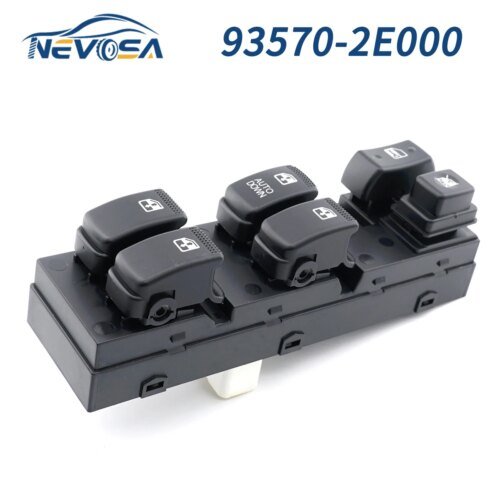 NEVOSA 93570-2E000 935702E000 زر مفتاح نافذة السيارة الأمامي الأيسر الرئيسي لزر التحكم لـ Hyundai Tucson 2004-2010