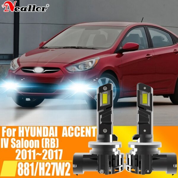 مصباح أمامي ليد عالي الطاقة لسيارة هيونداي اكسنت-، في Canbus ، بدون خطأ ، ضوء ضباب أبيض ، مصباح دايود ، H27W2 ، 12 فولت ، 55 واط ، مصباح سيارة
