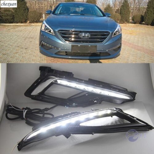 CSCSNL 1 زوج ل هيونداي سوناتا 9 2014 2015 2016 سيارة LED DRL القيادة النهار تشغيل أضواء النهار 12V ABS الضباب مصباح غطاء