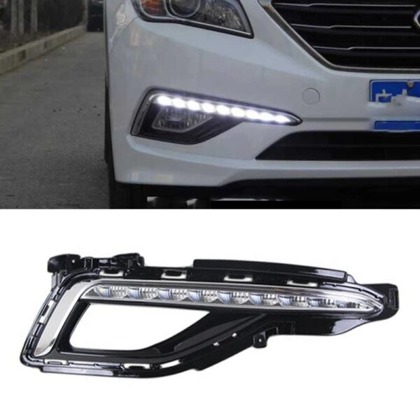 CSCSNL 1 زوج ل هيونداي سوناتا 9 2014 2015 2016 سيارة LED DRL القيادة النهار تشغيل أضواء النهار 12V ABS الضباب مصباح غطاء