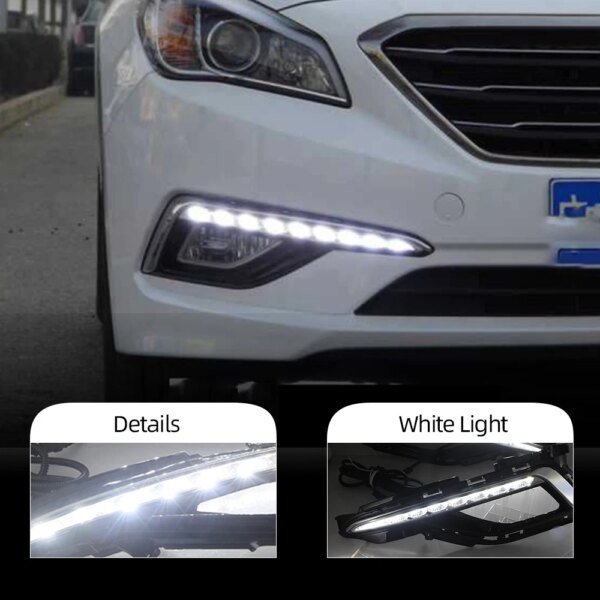 CSCSNL 1 زوج ل هيونداي سوناتا 9 2014 2015 2016 سيارة LED DRL القيادة النهار تشغيل أضواء النهار 12V ABS الضباب مصباح غطاء