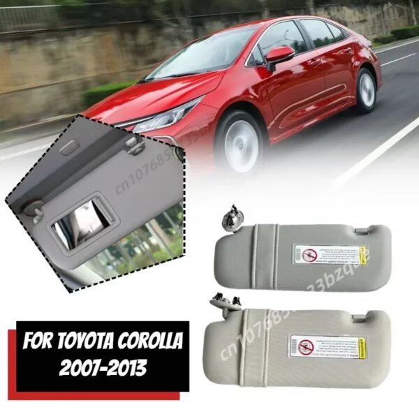 لتويوتا أوريس كورولا 2008 - 2013 حاجب الشمس الداخلي للسيارة مع مرآة رمادي بيج ظل الشمس الجانب الأيسر الأيمن للسائق