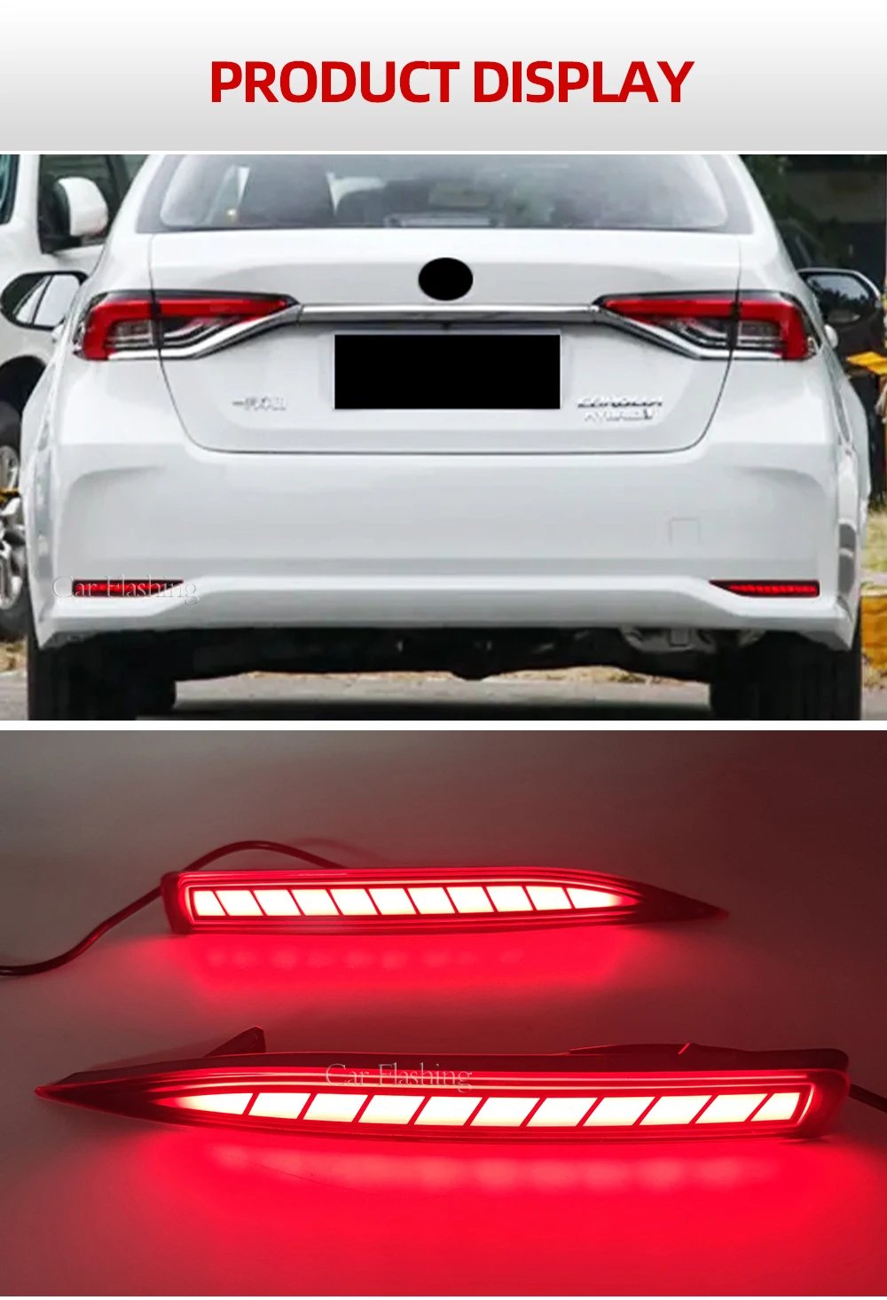 2 قطعة لتويوتا كورولا Altis 2019 2020 2021 2022 LED مصباح الضباب الخلفي الوفير ضوء الفرامل ضوء ديناميكية بدوره إشارة عاكس