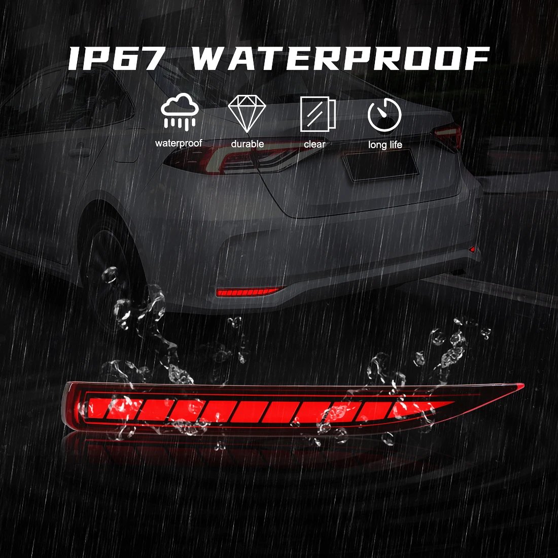 مصباح عاكس ليد لمصد خلفي لتويوتا كورولا ألتيس ، فرامل تحذيرية ، إشارة انعطاف ديناميكية ، مصابيح ضباب ، * * ، * * ، *