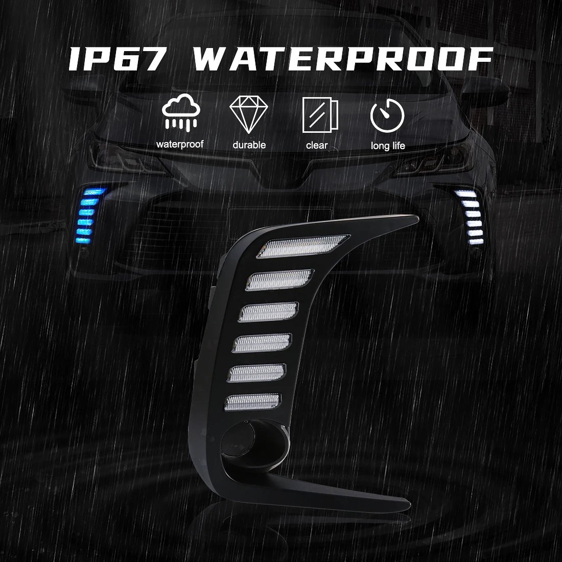 مصابيح ليد DRL تعمل لتويوتا كورولا ، مصابيح ضباب السيارة ، إشارة الانعطاف ، المصد الأمامي ، الأبيض ، الأصفر ، الأزرق ، من من من من من ، من ، إلى ،