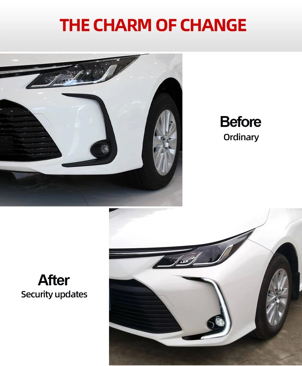 سيارة LED DRL النهار تشغيل ضوء أصفر بدوره إشارة 12 فولت الضباب مصباح الديكور الوفير ضوء لتويوتا كورولا 2019 2020 2021 2022